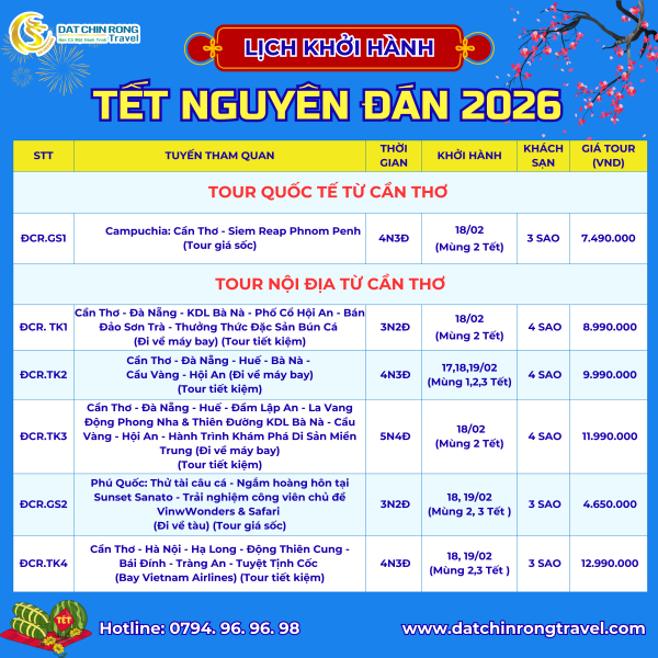 LKH TOUR TRONG NƯỚC TẾT NGUYÊN ĐÁN 2026