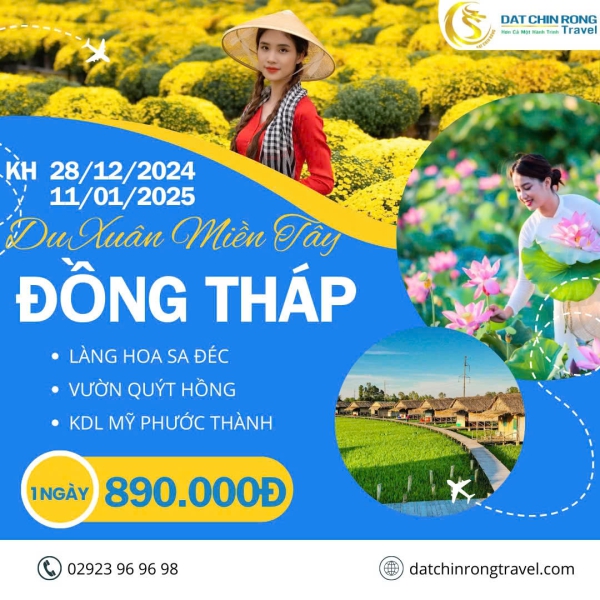 Tour Cần Thơ - Đồng Tháp: Tham quan vườn quýt hồng, vườn hoa Sa Đéc, khu du lịch Mỹ Phước Thành 1 ngày