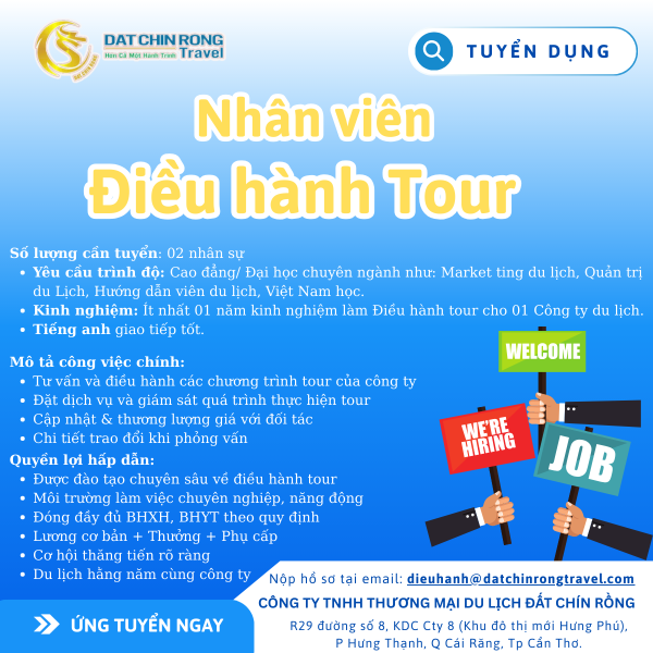 THÔNG BÁO TUYỂN DỤNG NHÂN VIÊN ĐIỀU HÀNH TOUR