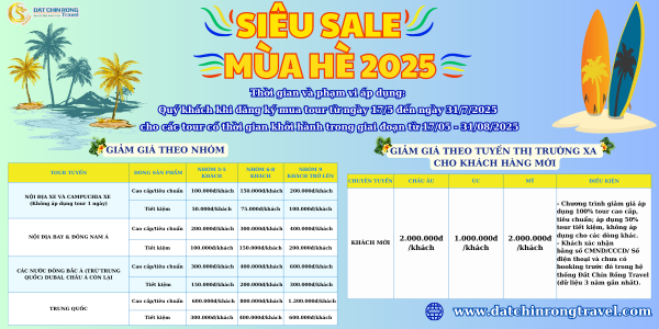 SIÊU SALE MÙA HÈ 2025 – ĐẶT TOUR NGAY, NHẬN ƯU ĐÃI KHỦNG
