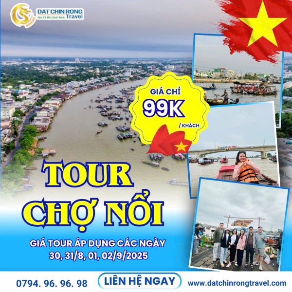 Tour Ghép Miền Tây Lễ 2/9/2025: Cần Thơ - Chợ Nổi - Lò Hủ Tiếu (3 tiếng)