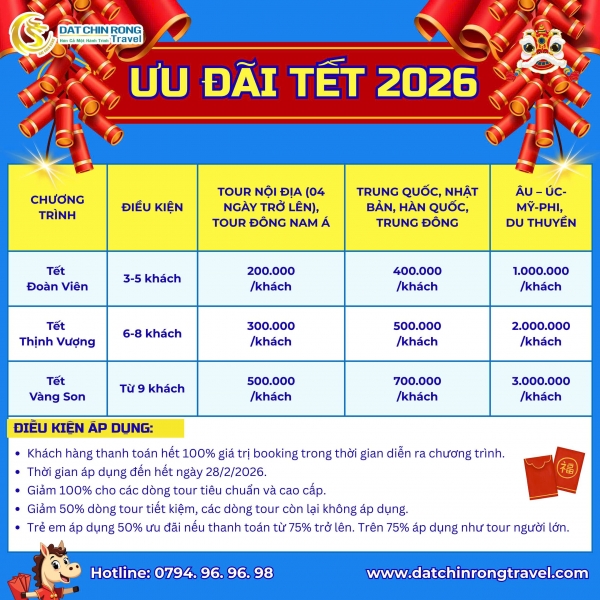LKH TOUR TRONG NƯỚC TẾT NGUYÊN ĐÁN 2026