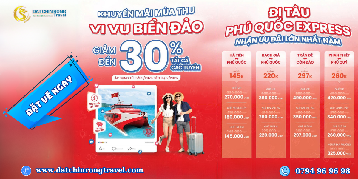 GIẢM ĐẾN 30% VÉ TÀU PHÚ QUỐC EXPRESS – KHUYẾN MÃI MÙA THU